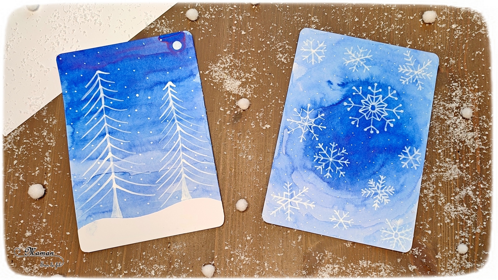 Tableaux hivernaux en dégradé d'encre {Activité} - Maman Sur Le Fil