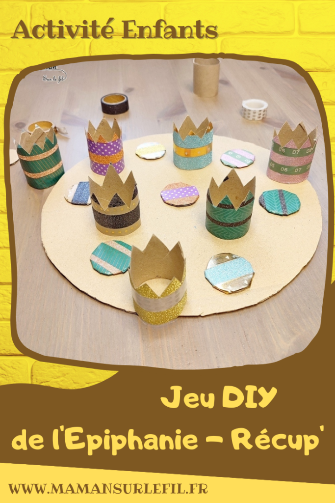 Activité créative et manuelle enfants -Jeu DIY Epiphanie en récup - Mini-couronnes des rois en rouleaux de papier toilettes, PQ et masking-tape - Washi-Tape - Puzzle, jeu d'association de couleurs et motifs e carton - Bricolage et découpage - Galette et fête des rois - Logique, mise en paire et discrimination visuelle - Coschooling et IEF - Atelier Maternelle Jeu Fait maison - Thème hiver ou Rois et Reines - Créativité - Cycle 1 ou 2 - mslf