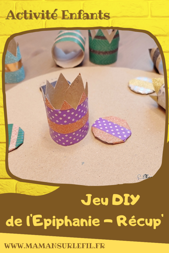 Activité créative et manuelle enfants -Jeu DIY Epiphanie en récup - Mini-couronnes des rois en rouleaux de papier toilettes, PQ et masking-tape - Washi-Tape - Puzzle, jeu d'association de couleurs et motifs e carton - Bricolage et découpage - Galette et fête des rois - Logique, mise en paire et discrimination visuelle - Coschooling et IEF - Atelier Maternelle Jeu Fait maison - Thème hiver ou Rois et Reines - Créativité - Cycle 1 ou 2 - mslf