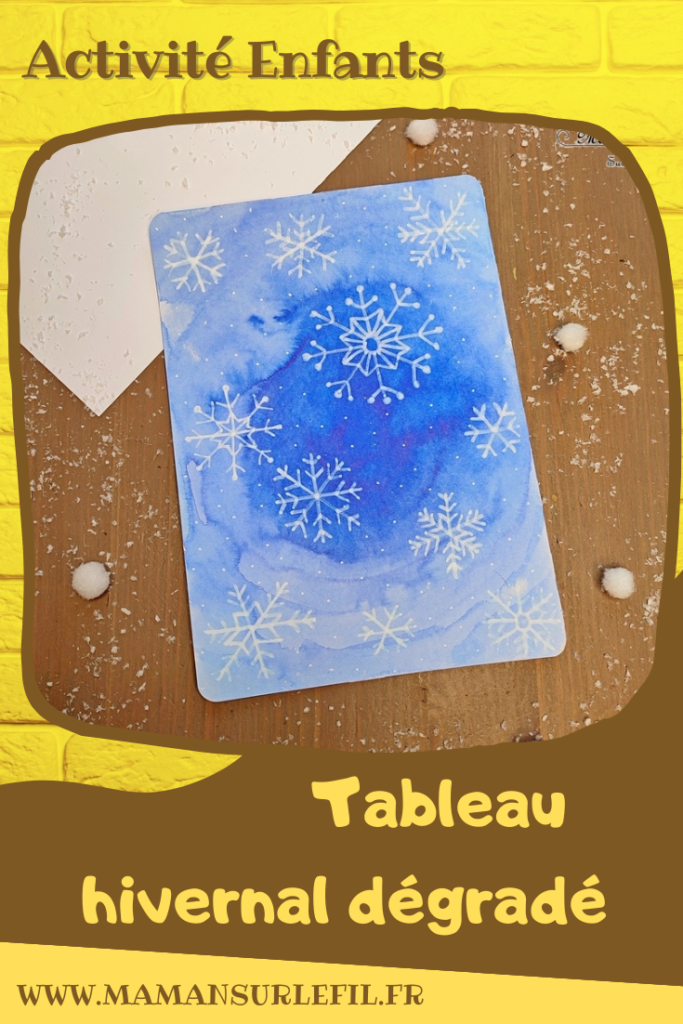 Activité créative et manuelle enfants -Tableaux hivernaux en dégradés de bleu, encre - Flocons et paysage enneigé - Nuit - Sapins, neige et lune - Dégradé en ligne et en cercle - Dessins et graphismes au Posca - Thème Hiver, Forêt, froid, neige - Arts visuels Maternelle et élémentaire - Technique de peinture - Créativité - Cycle 1 ou 2 - mslf