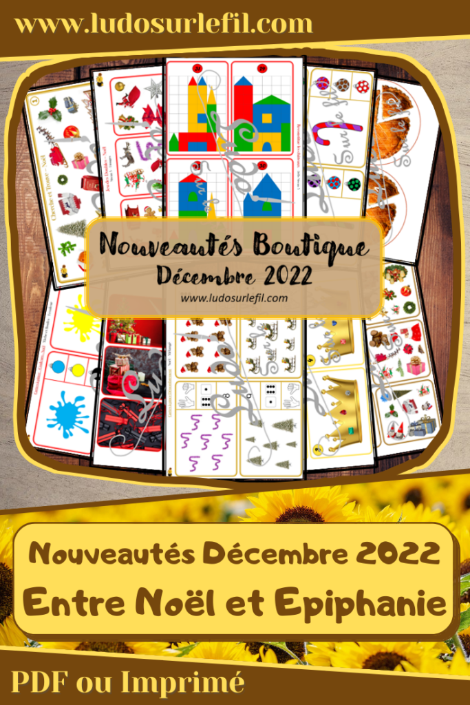 Nouveautés décembre 2022 - Boutique en ligne Ludo sur le fil - fichiers jeux pdf à télécharger et imprimer ou jeux imprimés envoyés à domicile - Hiver, Noël et Epiphanie - Jeu des doubles type Dobble, cherche et trouve, jeu de lecture, cartes à pince Couleurs, dénombrement, jeu de reproduction de modèle, jeux, activités - atelier autocorrectif multi niveaux donc progressif - Vocabulaire, lexique - Maternelle Cycle 2 - Autonomie - mslf