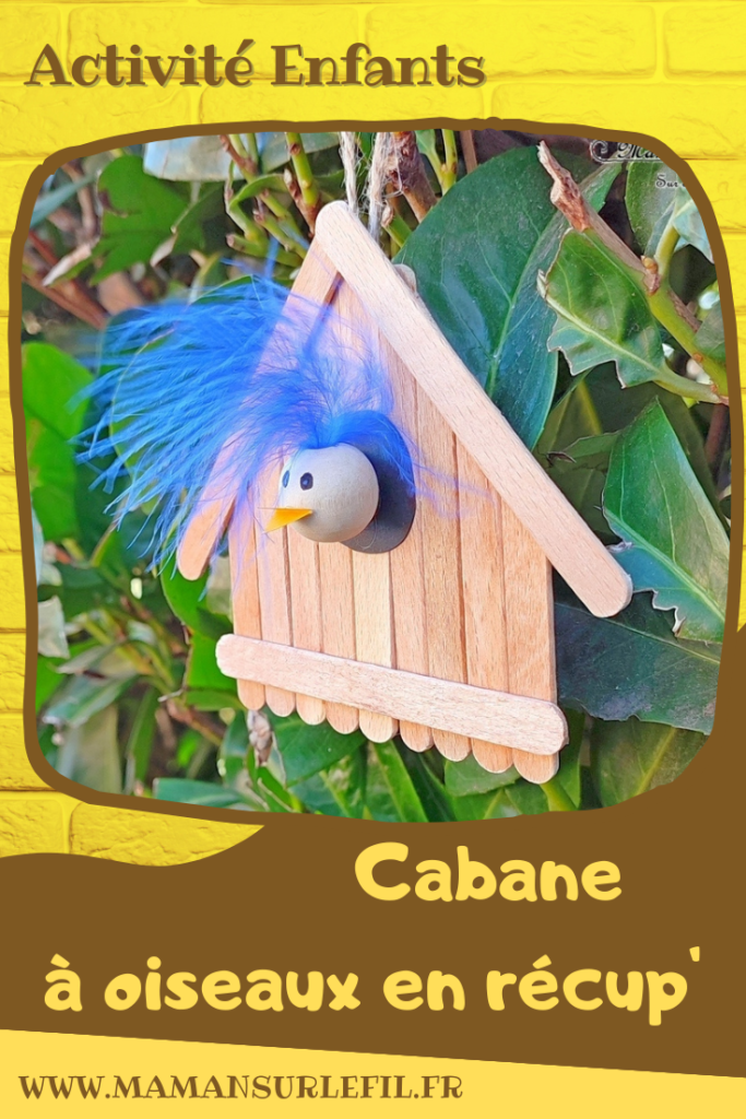 Activité créative et manuelle enfants - Cabane à oiseaux en récup' - Bâtonnets de glace en bois, perle en bois, plumes - Bricolage et collage pour le printemps - Suspension décoration pour le jardin - Bricolage facile et rigolo - Recyclage et surcyclage - Arts visuels Maternelle et élémentaire - Créativité - Cycle 1 ou 2 - mslf