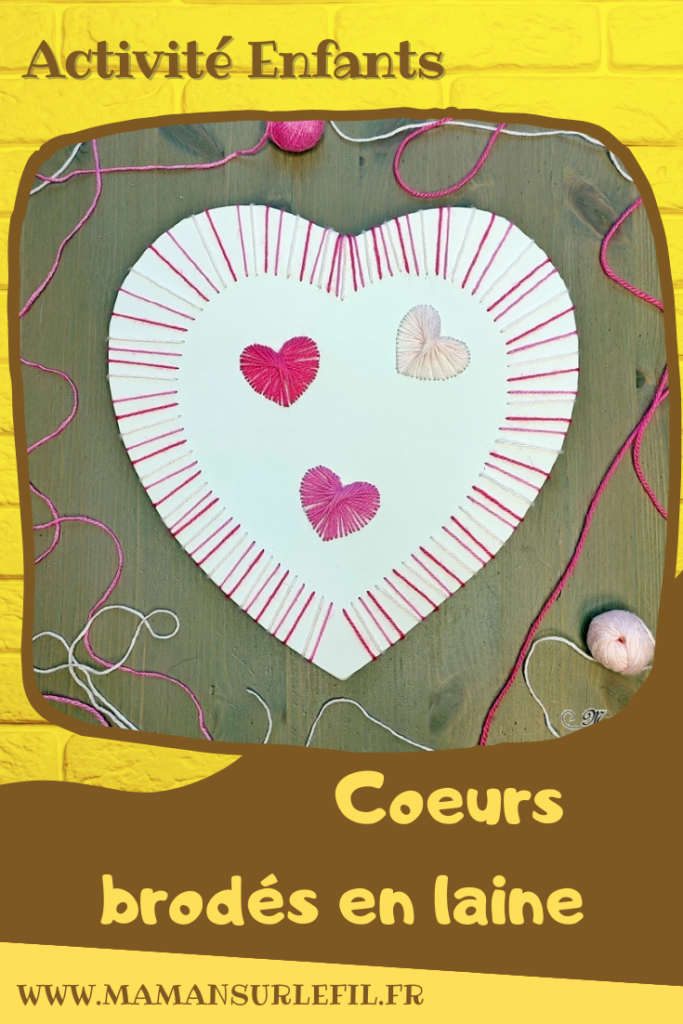 Activité créative et manuelle enfants -Coeurs brodés en laine - Broderie tissage - technique en 3D, en volume, en relief - tutoriel - Broderie sur toile pour cadeau de fin d'année, de fête des mères, grands-mères ... - Motricité fine - couleurs roses pour Saint-valentin - Thème Saint valentin, amour, amitié - Arts visuels élémentaire - Créativité - Cycle 2 - mslf