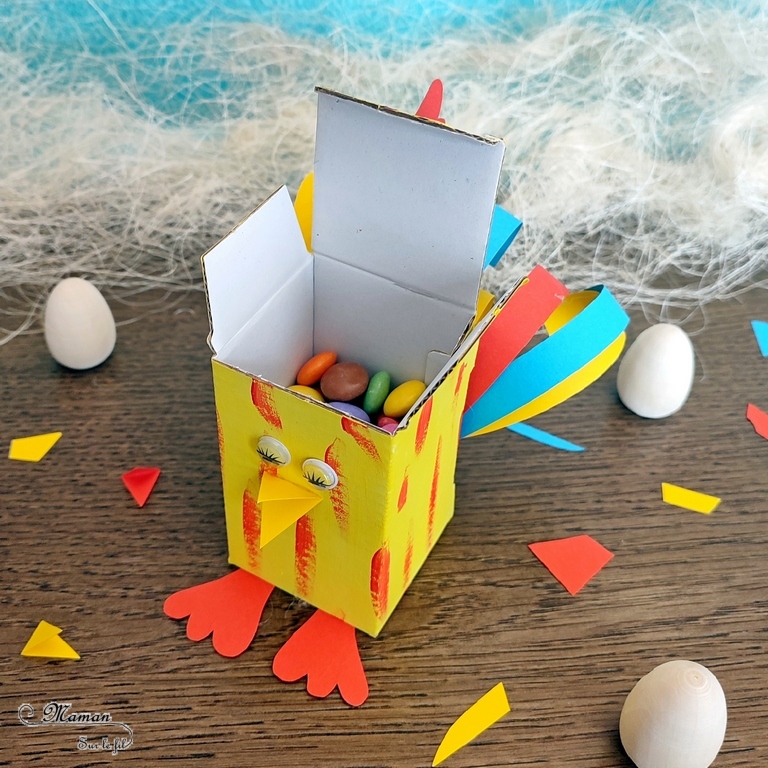 Activité créative et manuelle enfants - Petites boites en carton à monter, customiser et décorer selon vos thèmes - Pour fêtes mères, pères, fin d'année, Pâques... Cadeau avec bonbons ou petit cadeau - Lapin et Poule version Peinture, découpage et collage - Bricolage facile pour printemps et Pâques - Carrées et Octogonales - Arts visuels Maternelle et élémentaire - Créativité - Cycle 1 ou 2 - mslf