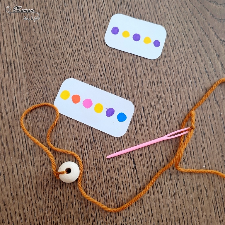 Activité créative, manuelle, pédagogique et éducative enfants - Oiseaux sur le fil - Multi-jeux : plusieurs activités - ateliers DIY maternelle - Classement, tri par couleur, reproduction d'un algorithme, dénombrement, compter, rangement par taille - Motricité fine - Enfiler les oiseaux sur un fil de laine - Animaux et Printemps - Arts visuels Maternelle et élémentaire - Créativité - Cycle 1 ou 2 - mslf