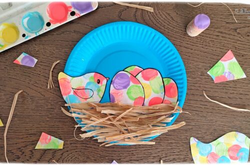 Activité créative et manuelle enfants - Fabriquer un nid d'oiseaux et des oeufs en assiette en carton - Peinture pastels au bouchon - découpage collage - Raffia ou paille - Récup, recyclage, surcyclage - Bricolage facile et rapide pour le printemps et thème animaux - Arts visuels Maternelle et élémentaire - Créativité - Cycle 1 ou 2 - mslf