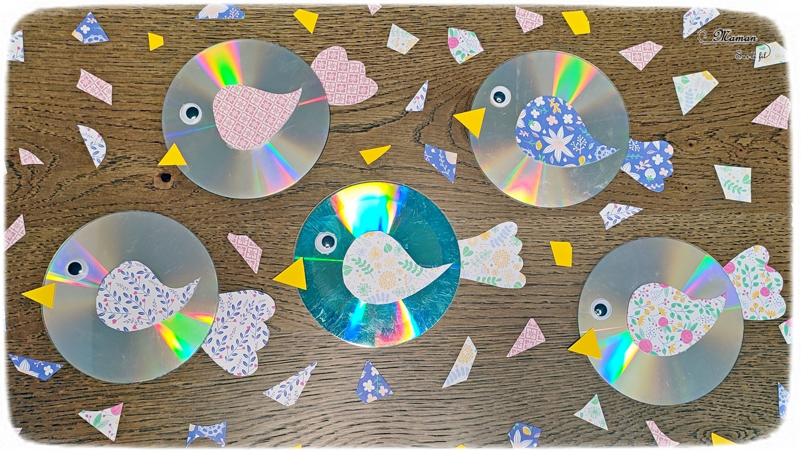 Fabriquer des oiseaux avec de vieux CD {Activité} Maman Sur Le Fil