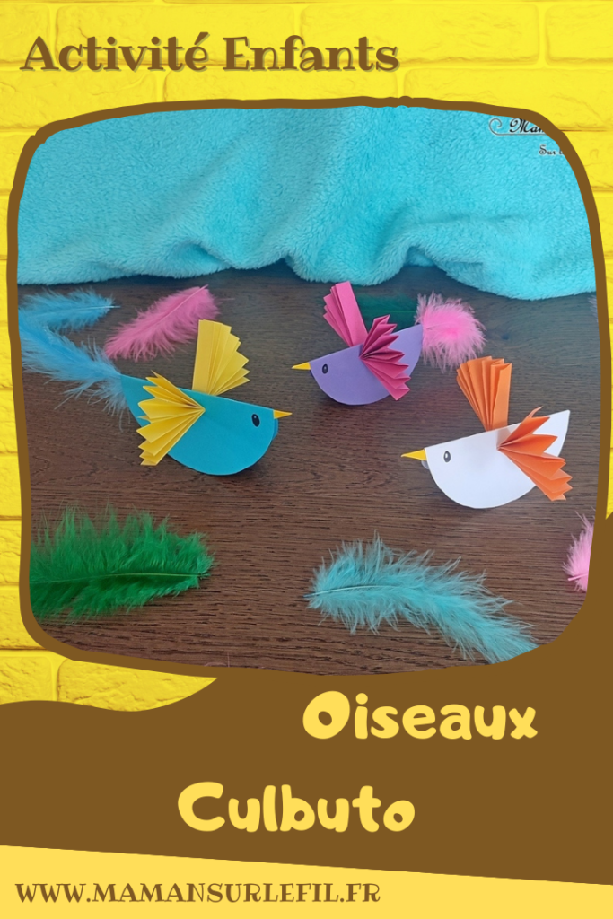 Activité créative et manuelle enfants - Oiseaux Culbuto en papier - qui se balancent, qui dansent - Découpage, collage, pliage en accordéon - Plumes et couleurs - Bricolage pour le printemps - Arts visuels Maternelle et élémentaire - Créativité - Cycle 1 ou 2 - mslf