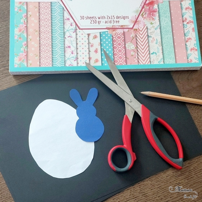 Activité créative, manuelle, pédagogique et éducative enfants - Fabriquer un jeu des petits lapins de Pâques - 2 en 2 - Multiples utilisations - Jeu DIY à fabriquer - Lapins à enfiler, insérer dans les oeufs - Association de motifs printaniers ou utilisation libre et créative - Motricité fine - Bricolage facile pour printemps et Pâques - Atelier Maternelle et élémentaire - Créativité - Cycle 1 ou 2 - mslf