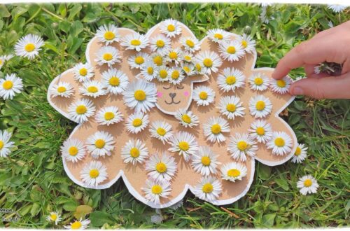 Activité créative et manuelle enfants - Fabriquer un mouton de Pâque en carton et en pâquerettes ou en laine - Récup, recyclage, surcyclage - Découpage, bricolage, dessin, jeu DIY - Motricité fine, tissage, broderie et nature - Land art avec fleurs - Décoration - Bricolage facile et rapide pour Pâques, le printemps ou un thème sur les animaux de la ferme - Arts visuels Maternelle et élémentaire - Créativité - Cycle 1 ou 2 - tutoriel photos - mslf