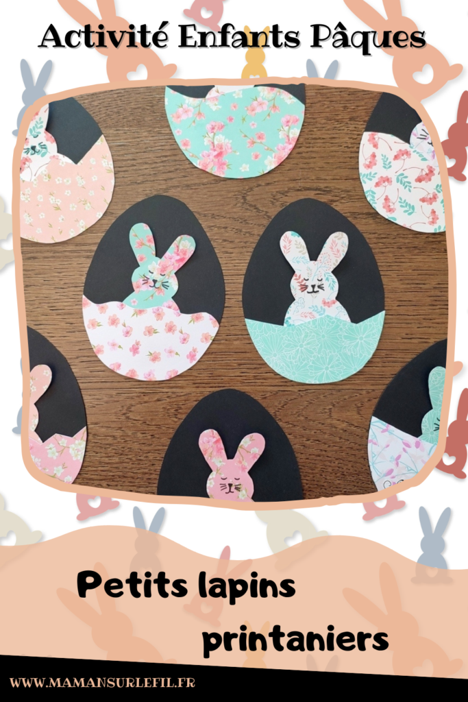 Activité créative, manuelle, pédagogique et éducative enfants - Fabriquer un jeu des petits lapins de Pâques - 2 en 2 - Multiples utilisations - Jeu DIY à fabriquer - Lapins à enfiler, insérer dans les oeufs - Association de motifs printaniers ou utilisation libre et créative - Motricité fine - Bricolage facile pour printemps et Pâques - Atelier Maternelle et élémentaire - Créativité - Cycle 1 ou 2 - mslf