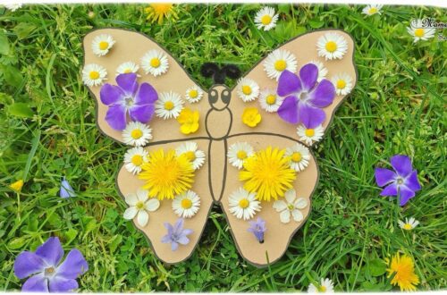 Activité créative et manuelle enfants - Fabriquer un papillon en carton et en fleurs, pâquerettes, pissenlits... - Récup, recyclage, surcyclage - Découpage, bricolage, dessin, jeu DIY - Motricité fine et nature - Land art avec fleurs - Mettre les fleurs dans les trous - Décoration - Bricolage facile et rapide pour le printemps ou un thème sur les insectes - Arts visuels Maternelle et élémentaire - Créativité - Cycle 1 ou 2 - travail autour de la symétrie possible - tutoriel photos - mslf