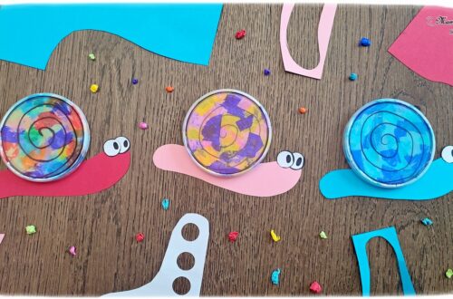 -Activité créative et manuelle enfants - Fabriquer des escargots en récup' de bouchons de chips type Pringles et papiers de soie - Escargots colorés utilisables en attrape-soleil - Déchirage et collage de papier de soie - recyclage, surcyclage de couvercles de boites de chips et tuiles type Pringles - Dessin - Décoration - Bricolage facile et rapide pour le printemps ou un thème sur les insectes, petites bêtes et animaux - Arts visuels Maternelle et élémentaire - Créativité - Cycle 1 ou 2 - Tutoriel Photos - mslf