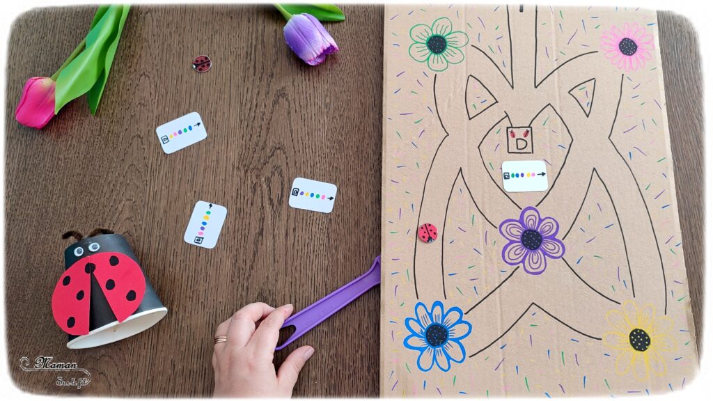 Parcours aimanté de la coccinelle : une activité rigolote pour enfants - activité créative et manuelle, jeu DIY, atelier maternelle - Labyrinthe, parcours, couleurs, suivi algorithme - Aimant et jeton à travers le carton - Récup', recyclage et surcyclage - Jeu facile et fait maison - Dessin - Pour le printemps ou un thème sur les insectes ou les fleurs - Arts visuels Maternelle et élémentaire - Créativité - Cycle 1 ou 2 - tutoriel photos et vidéo - mslf