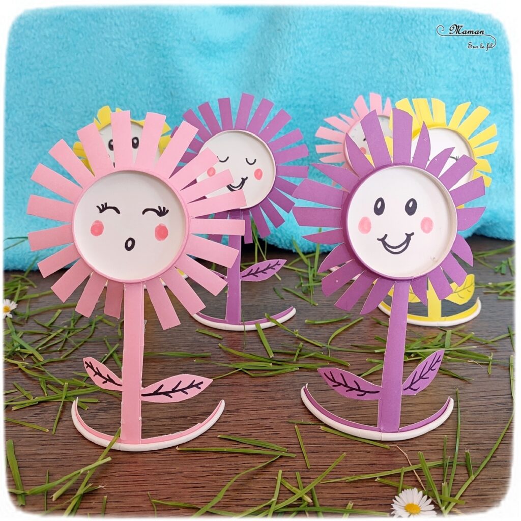 Fabriquer des fleurs avec des gobelets en carton colorés : une activité créative et manuelle enfants - Découpage et dessin pour un bricolage tout mignon - Bricolage à offrir pour les fêtes des mères, pères, grands-mères - Décoration 3D en relief - Champ de fleurs - Bricolage facile et original pour le printemps ou un thème sur les fleurs - Arts visuels Maternelle et élémentaire - Créativité - Cycle 1 ou 2 - Tutoriel Photos - mslf