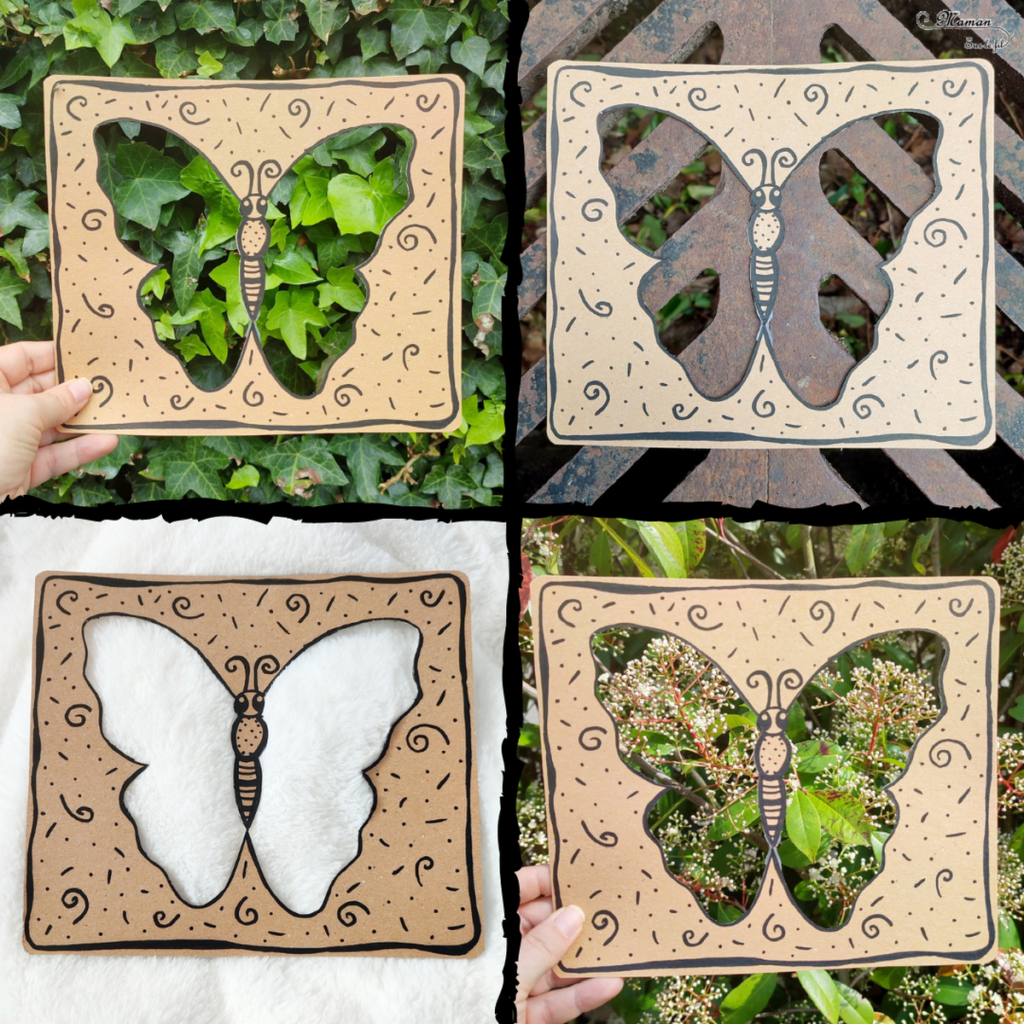 Un papillon en carton à décorer à volonté : activité créative et manuelle enfants - Récup, recyclage, surcyclage de carton et Land art - bricolage, dessin, jeu DIY - Invitation à créer dans la nature ou pas - Décoration - Bricolage facile et rapide pour le printemps ou un thème sur les insectes - Arts visuels Maternelle et élémentaire - Créativité - Cycle 1 ou 2 - tutoriel photos - mslf