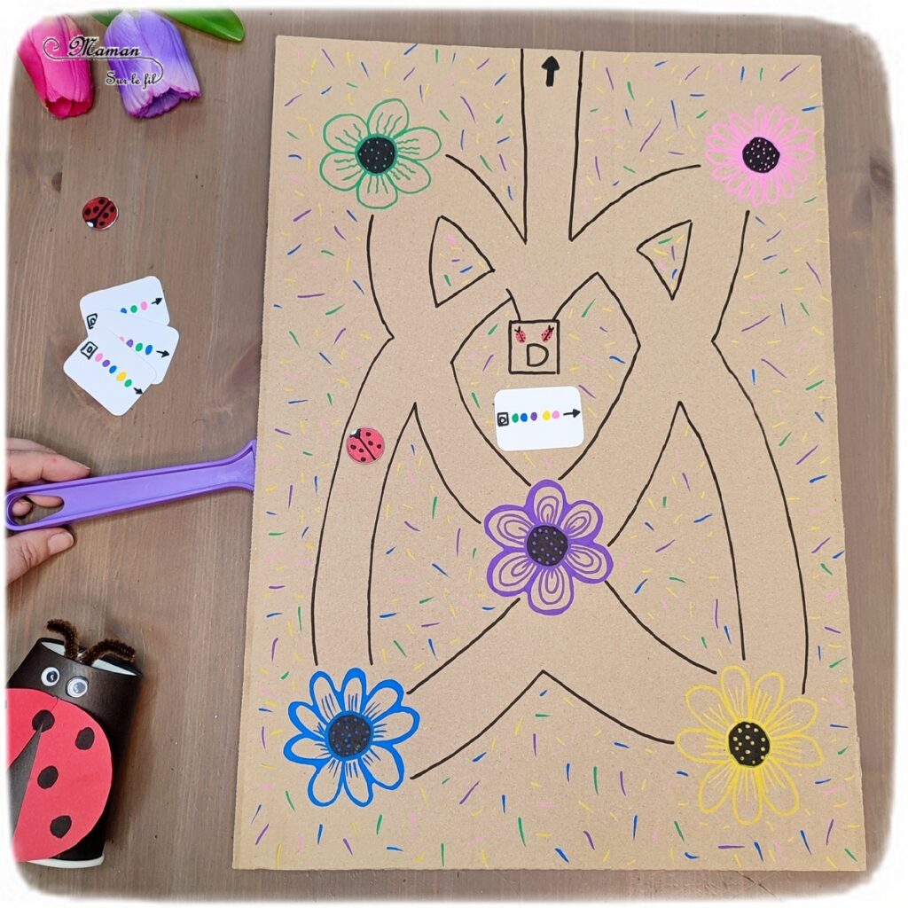 Parcours aimanté de la coccinelle : une activité rigolote pour enfants - activité créative et manuelle, jeu DIY, atelier maternelle - Labyrinthe, parcours, couleurs, suivi algorithme - Aimant et jeton à travers le carton - Récup', recyclage et surcyclage - Jeu facile et fait maison - Dessin - Pour le printemps ou un thème sur les insectes ou les fleurs - Arts visuels Maternelle et élémentaire - Créativité - Cycle 1 ou 2 - tutoriel photos et vidéo - mslf