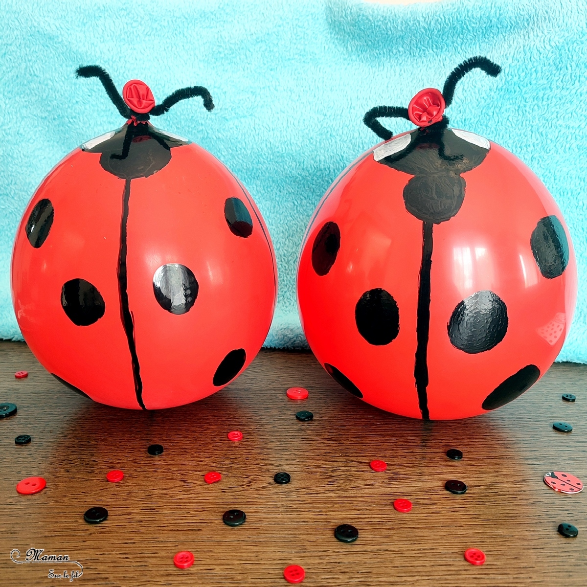 Fabriquer une coccinelle culbuto avec un ballon : un bricolage rigolo pour enfants - activité créative et manuelle, jeu DIY, atelier maternelle - Coccinelle qui danse - Motricité fine, peinture, dessin - Ballon de baudruche, bille et fil chenille - Jeu facile et fait maison - Pour le printemps ou un thème sur les insectes - Arts visuels Maternelle et élémentaire - Créativité - Cycle 1 ou 2 - tutoriel photos et vidéo - mslf