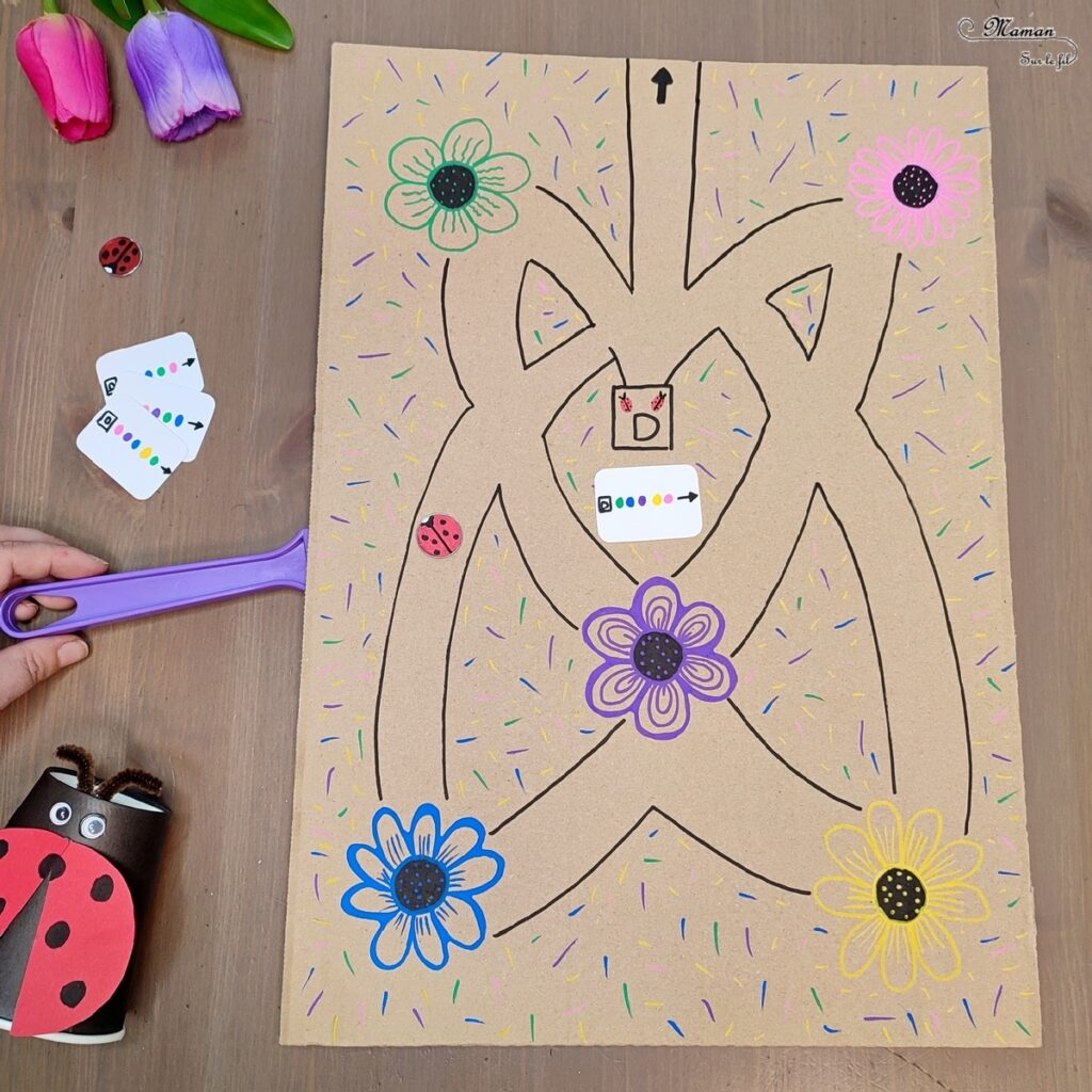 Parcours aimanté de la coccinelle : une activité rigolote pour enfants - activité créative et manuelle, jeu DIY, atelier maternelle - Labyrinthe, parcours, couleurs, suivi algorithme - Aimant et jeton à travers le carton - Récup', recyclage et surcyclage - Jeu facile et fait maison - Dessin - Pour le printemps ou un thème sur les insectes ou les fleurs - Arts visuels Maternelle et élémentaire - Créativité - Cycle 1 ou 2 - tutoriel photos et vidéo - mslf