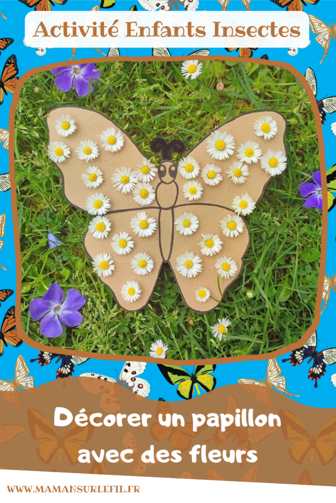 Activité créative et manuelle enfants - Fabriquer un papillon en carton et en fleurs, pâquerettes, pissenlits... - Récup, recyclage, surcyclage - Découpage, bricolage, dessin, jeu DIY - Motricité fine et nature - Land art avec fleurs - Mettre les fleurs dans les trous - Décoration - Bricolage facile et rapide pour le printemps ou un thème sur les insectes - Arts visuels Maternelle et élémentaire - Créativité - Cycle 1 ou 2 - travail autour de la symétrie possible - tutoriel photos - mslf