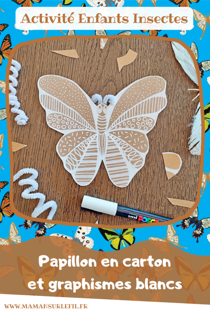 Activité créative et manuelle enfants - Décorer des papillons en carton et en papier noir avec des dessins et des graphismes blancs - Récup, recyclage, surcyclage - Découpage, bricolage, dessin libre, travail et découverte de la symétrie - Poétique et délicat - Décoration - Bricolage facile et rapide pour le printemps ou un thème sur les insectes - Arts visuels Maternelle et élémentaire - Créativité - Cycle 1 ou 2 - travail autour de la symétrie possible - tutoriel photos - mslf