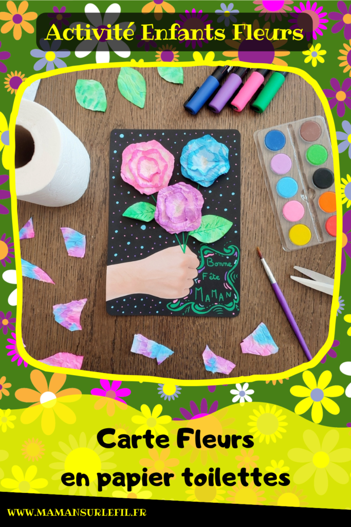 Créer une carte Bouquet de fleurs en papier toilettes : une activité créative et manuelle enfants - Bricolage avec du papier et de la peinture ou de l'encre - Cadeau à offrir pour fête des mères, pères, grands-mères, parents... - Bricolage facile et original pour le printemps ou un thème sur les fleurs - Arts visuels Maternelle et élémentaire - Créativité - Cycle 1 ou 2 - Tutoriel Photos - mslf