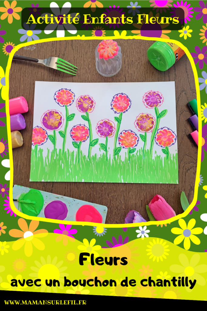 Peindre un champ de fleurs avec un bouchon de chantilly et une fourchette : une activité créative et manuelle enfants - Technique rigolote de peinture et dessin - Récup', recyclage, surcyclage - Peinture enfants - Bricolage facile et original pour le printemps ou un thème sur les fleurs - Arts visuels Maternelle et élémentaire - Créativité - Cycle 1 ou 2 - Tutoriel Photos et Vidéos - mslf