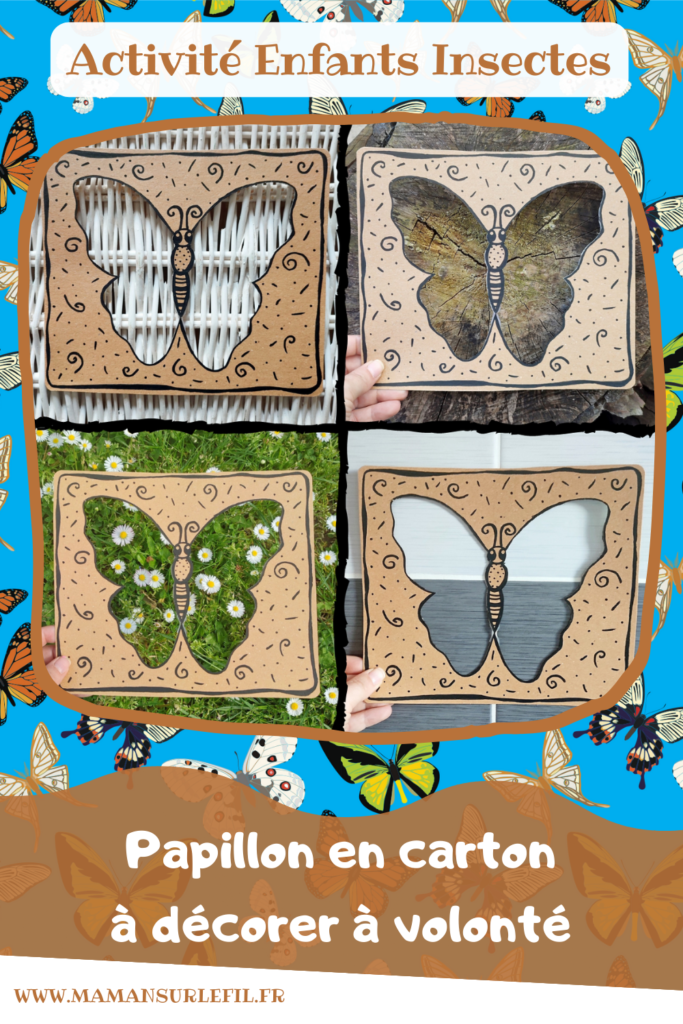 Un papillon en carton à décorer à volonté : activité créative et manuelle enfants - Récup, recyclage, surcyclage de carton et Land art - bricolage, dessin, jeu DIY - Invitation à créer dans la nature ou pas - Décoration - Bricolage facile et rapide pour le printemps ou un thème sur les insectes - Arts visuels Maternelle et élémentaire - Créativité - Cycle 1 ou 2 - tutoriel photos - mslf