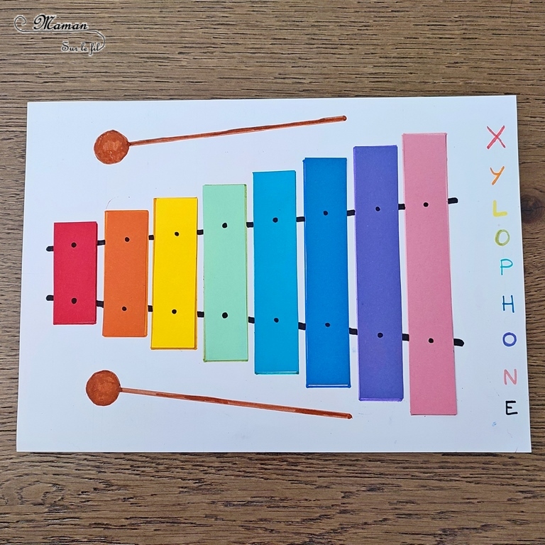 Activité créative, manuelle et pédagogique enfants - Puzzle Xylophone à reconstituer - Plusieurs niveaux : association couleurs et / ou rangement par taille - Récup, recyclage, surcyclage de chutes de papier - Découpage, jeu DIY - Logique - Bricolage facile et rapide pour un thème sur la fête de la musique - Arts visuels et atelier Maternelle et élémentaire - Créativité - Fichier PDF gratuit à télécharger et imprimer - Cycle 1 ou 2 - tutoriel photos et vidéos - mslf