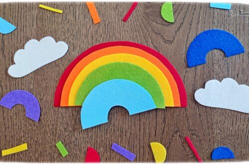 Activité créative, manuelle et pédagogique enfants - Puzzle Arc-en-ciel en feutrine - Association couleurs et / ou rangement par taille, logique - Couleurs - Nuages brillants - Cercles et compas - Découpage, jeu DIY - Bricolage facile et rapide pour un thème sur la météo, le ciel, le printemps ou l'été - Arts visuels et atelier Maternelle et élémentaire - Créativité - Cycle 1 ou 2 - tutoriel photos - mslf