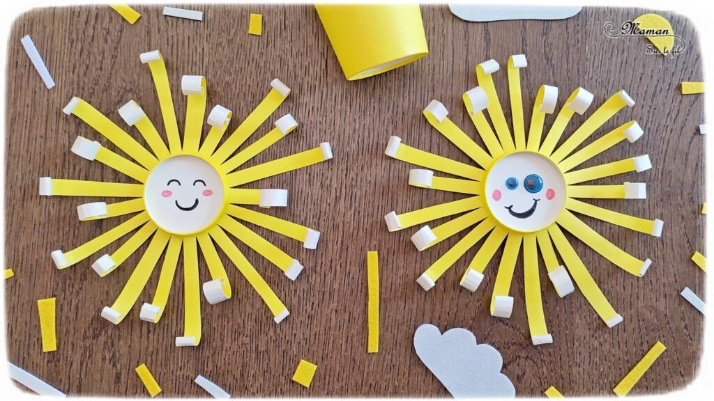 Activité créative, manuelle et récup' enfants : Fabriquer un soleil avec un gobelet en carton - Bricolage avec des verres en carton - Recyclage, Surcyclage - Découpage et enroulage de bandes - Motricité fine - Bricolage facile et rapide pour un thème sur la météo, le ciel ou l'été - Arts visuels et atelier Maternelle et élémentaire - Créativité - Cycle 1 ou 2 - tutoriel photos - mslf