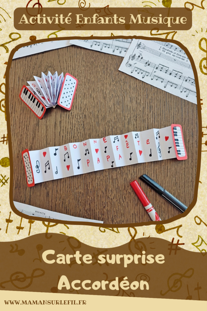 Créer une carte surprise Accordéon : une activité créative et manuelle enfants - Bricolage avec découpage, pliage et collage - Carte en relief et Cadeau à offrir pour fête des pères, mères, papas, grands-mères, parents... - Bricolage facile et original pour un thème sur la musique - Carte pour la fin d'année - Arts visuels Maternelle et élémentaire - Créativité - Cycle 1 ou 2 - Tutoriel Photos et vidéo - mslf