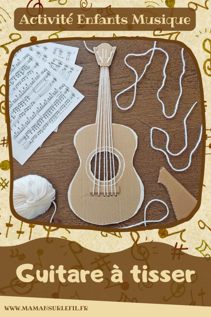 Activité créative et manuelle enfants - Fabriquer des instruments de musique à tisser - Harpe et guitare en carton et cordes tissées avec de la laine - Récup, recyclage, surcyclage - Découpage, bricolage, jeu DIY - Motricité fine - Bricolage facile et rapide pour un thème sur la fête de la musique - Arts visuels et atelier Maternelle et élémentaire - Créativité - Cycle 1 ou 2 - tutoriel photos - mslf
