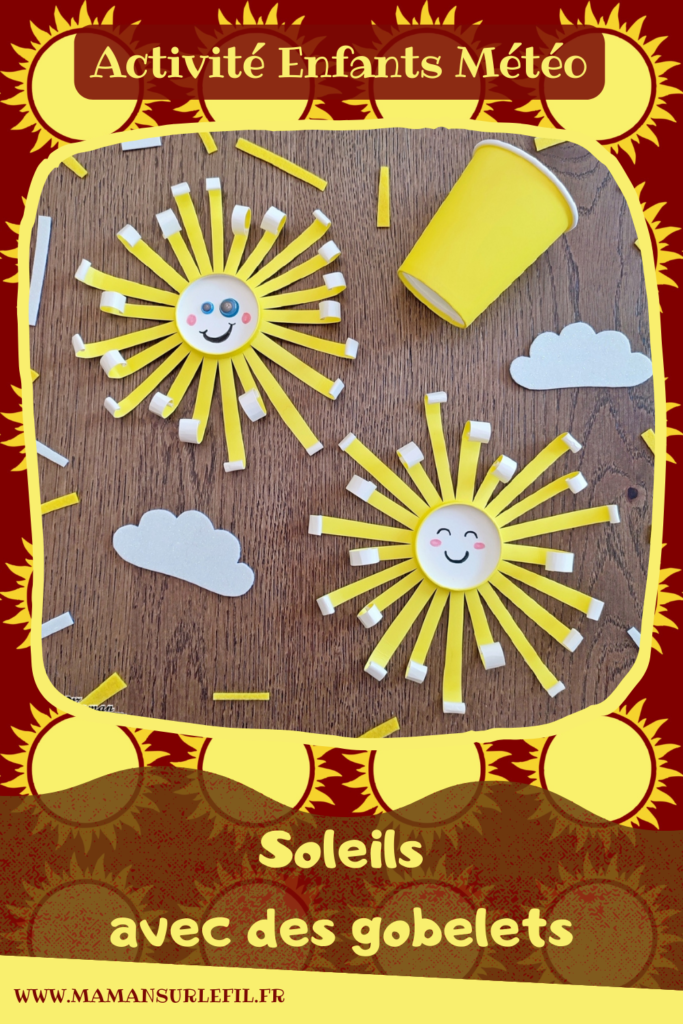 Activité créative, manuelle et récup' enfants - Fabriquer un soleil avec un gobelet en carton - Bricolage avec des verres en carton - Recyclage, Surcyclage - Découpage et enroulage de bandes - Motricité fine - Bricolage facile et rapide pour un thème sur la météo, le ciel ou l'été - Arts visuels et atelier Maternelle et élémentaire - Créativité - Cycle 1 ou 2 - tutoriel photos - mslf