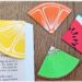 Activité créative et manuelle enfants - Fabriquer des marque-pages Fruits d'été - Pastèque, citron, orange et kiwi - Bricolage, cadeau parfait à offrir pour les lectures d'été et de vacances - Utilisation de chutes de papier, géométrie, découpage, collage - Dessins et graphismes - Bricolage facile et rapide pour un thème sur les aliments, les fruits ou l'été - Arts visuels et atelier Maternelle et élémentaire - Créativité - Cycle 1 ou 2 - tutoriel photos - mslf