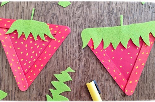 Activité créative, manuelle et récup' enfants - Fabriquer des fraises avec des bâtonnets de glace et de la feutrine - Recyclage et surcyclage de bâtonnets en bois - Peinture, découpage, collage papier et feutrine - Graphismes et points - Fruits d'été - Bricolage facile et rapide pour un thème sur les aliments, les fruits ou l'été - Arts visuels et atelier Maternelle et élémentaire - Créativité - Cycle 1 ou 2 - tutoriel photos - mslf