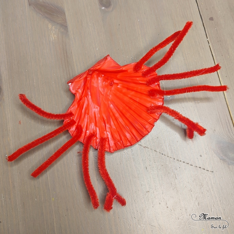 Activité créative et manuelle enfants - Fabriquer des crabes avec des coquillages - Bricolage en Récup' Nature - Land art - Peinture, yeux mobiles et fils chenille - Décoration pour utiliser les trésors des vacances ramassés sur la plage - Recyclage, surcyclage - Atelier nature - Bricolage facile et rapide pour un thème sur les animaux marins et de la plage - Arts visuels et atelier Maternelle et élémentaire - Créativité - Cycle 1 ou 2 - tutoriel photos - mslf