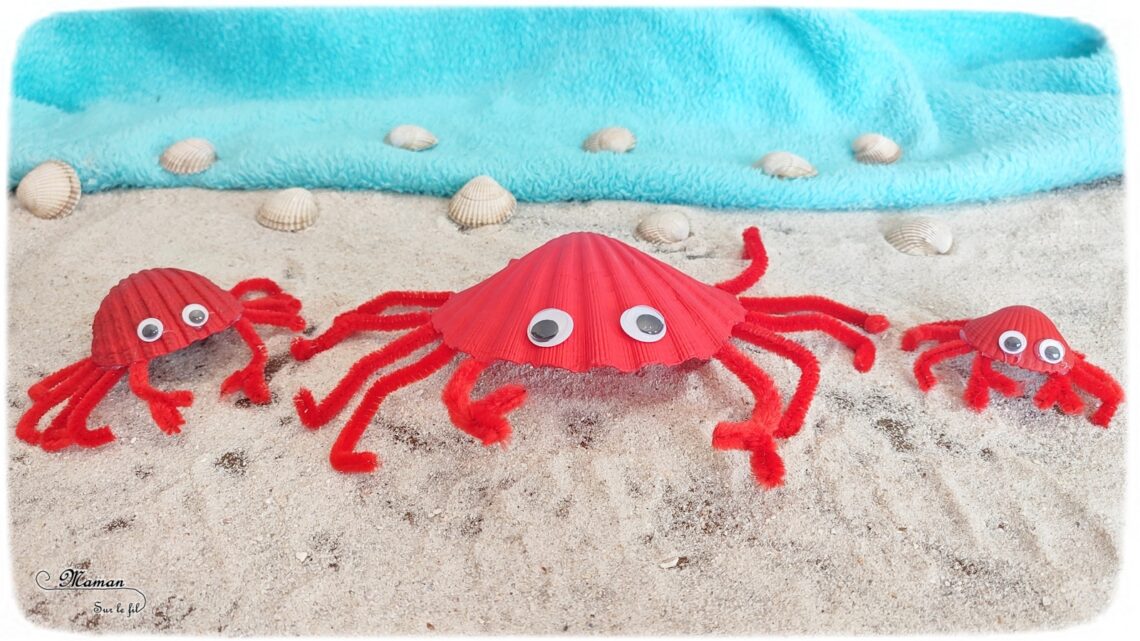 Activité créative et manuelle enfants - Fabriquer des crabes avec des coquillages - Bricolage en Récup' Nature - Land art - Peinture, yeux mobiles et fils chenille - Décoration pour utiliser les trésors des vacances ramassés sur la plage - Recyclage, surcyclage - Atelier nature - Bricolage facile et rapide pour un thème sur les animaux marins et de la plage - Arts visuels et atelier Maternelle et élémentaire - Créativité - Cycle 1 ou 2 - tutoriel photos - mslf