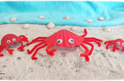 Activité créative et manuelle enfants - Fabriquer des crabes avec des coquillages - Bricolage en Récup' Nature - Land art - Peinture, yeux mobiles et fils chenille - Décoration pour utiliser les trésors des vacances ramassés sur la plage - Recyclage, surcyclage - Atelier nature - Bricolage facile et rapide pour un thème sur les animaux marins et de la plage - Arts visuels et atelier Maternelle et élémentaire - Créativité - Cycle 1 ou 2 - tutoriel photos - mslf