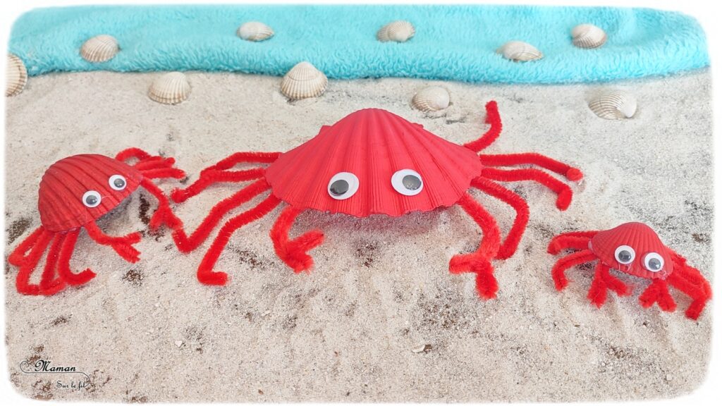 Activité créative et manuelle enfants - Fabriquer des crabes avec des coquillages - Bricolage en Récup' Nature - Land art - Peinture, yeux mobiles et fils chenille - Décoration pour utiliser les trésors des vacances ramassés sur la plage - Recyclage, surcyclage - Atelier nature - Bricolage facile et rapide pour un thème sur les animaux marins et de la plage - Arts visuels et atelier Maternelle et élémentaire - Créativité - Cycle 1 ou 2 - tutoriel photos - mslf