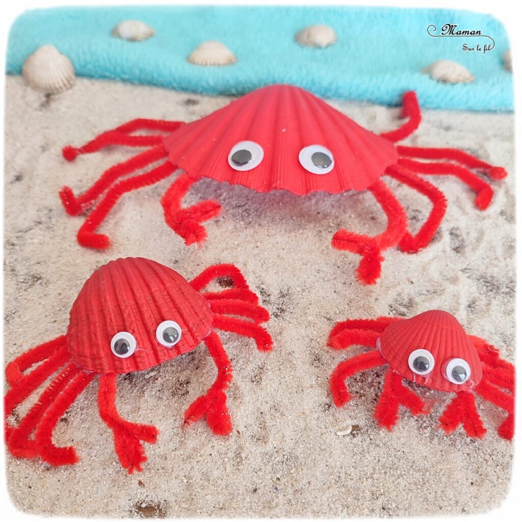 Activité créative et manuelle enfants - Fabriquer des crabes avec des coquillages - Bricolage en Récup' Nature - Land art - Peinture, yeux mobiles et fils chenille - Décoration pour utiliser les trésors des vacances ramassés sur la plage - Recyclage, surcyclage - Atelier nature - Bricolage facile et rapide pour un thème sur les animaux marins et de la plage - Arts visuels et atelier Maternelle et élémentaire - Créativité - Cycle 1 ou 2 - tutoriel photos - mslf