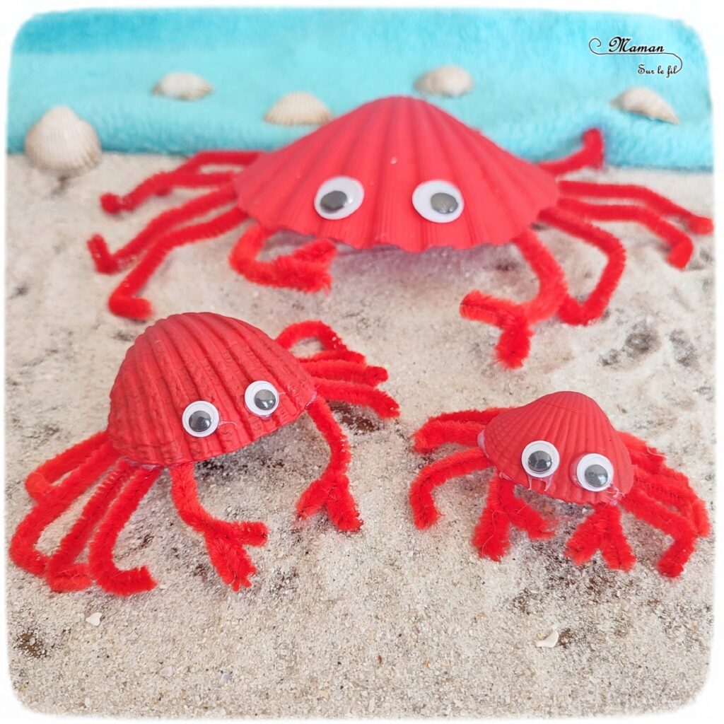 Activité créative et manuelle enfants - Fabriquer des crabes avec des coquillages - Bricolage en Récup' Nature - Land art - Peinture, yeux mobiles et fils chenille - Décoration pour utiliser les trésors des vacances ramassés sur la plage - Recyclage, surcyclage - Atelier nature - Bricolage facile et rapide pour un thème sur les animaux marins et de la plage - Arts visuels et atelier Maternelle et élémentaire - Créativité - Cycle 1 ou 2 - tutoriel photos - mslf