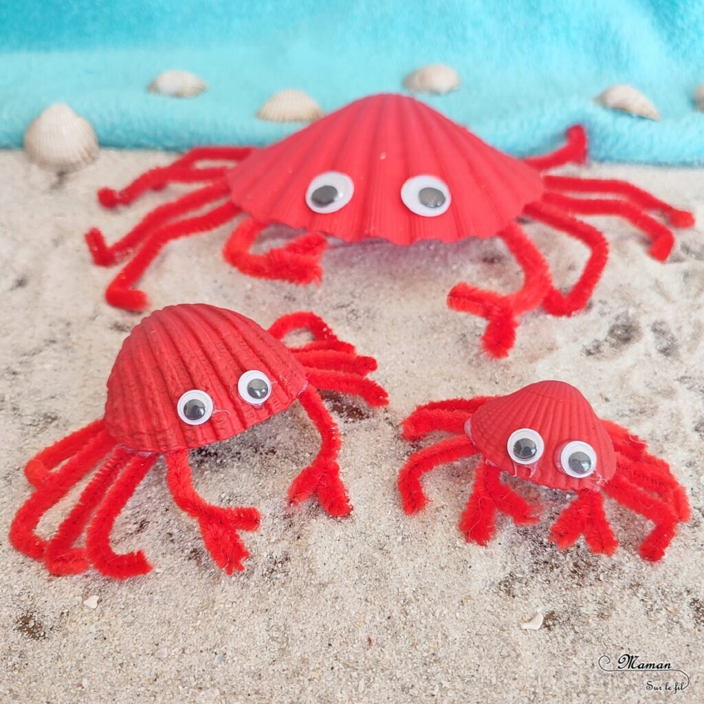 Activité créative et manuelle enfants - Fabriquer des crabes avec des coquillages - Bricolage en Récup' Nature - Land art - Peinture, yeux mobiles et fils chenille - Décoration pour utiliser les trésors des vacances ramassés sur la plage - Recyclage, surcyclage - Atelier nature - Bricolage facile et rapide pour un thème sur les animaux marins et de la plage - Arts visuels et atelier Maternelle et élémentaire - Créativité - Cycle 1 ou 2 - tutoriel photos - mslf