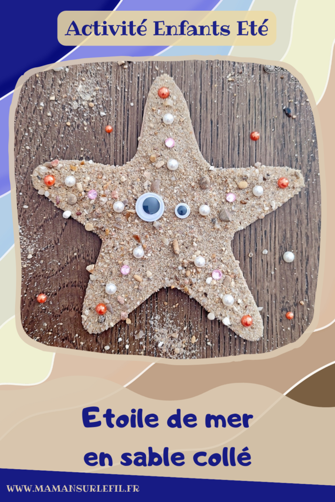 Activité créative et manuelle enfants - Créer une étoile de mer en sable et sequins brillants - Récup' Nature - Land art - Collage et motricité fine - Utiliser les trésors des vacances ramassés sur la plage - Recyclage, surcyclage - Atelier nature - Couleur sable - Bricolage facile et rapide pour un thème sur les animaux marins et de la plage - Arts visuels et atelier Maternelle et élémentaire - Créativité - Cycle 1 ou 2 - tutoriel photos - mslf