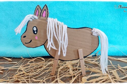 Activité créative et manuelle enfants - Fabriquer un cheval en récup' et laine - Recyclage de carton, de pinces à linge et tissage de laine pour la queue, la crinière et le toupet - Mignon poney - Surcyclage - Bricolage facile et rapide pour un thème sur les animaux de la ferme ou l'équitation - Arts visuels et atelier Maternelle et élémentaire - Créativité - Cycle 1 ou 2 - tutoriel photos - mslf