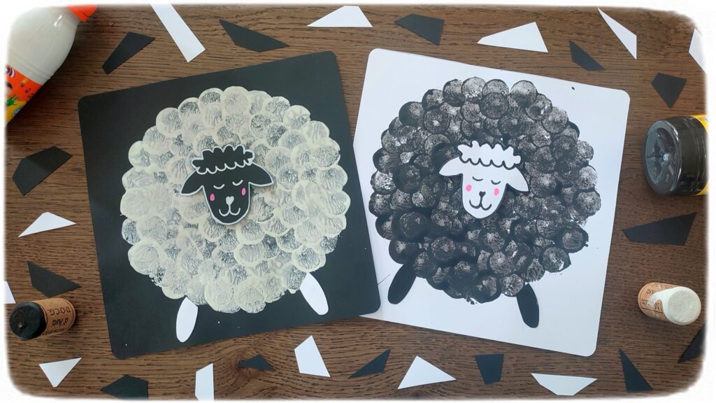 Activité créative et manuelle enfants - Peindre des moutons avec un bouchon en liège - Peinture, récup', découpage, collage - Recyclage, surcyclage - Bricolage facile et rapide pour un thème sur les animaux de la ferme ou Pâques - Arts visuels et atelier Maternelle et élémentaire - Créativité - Cycle 1 ou 2 - tutoriel photos - mslf