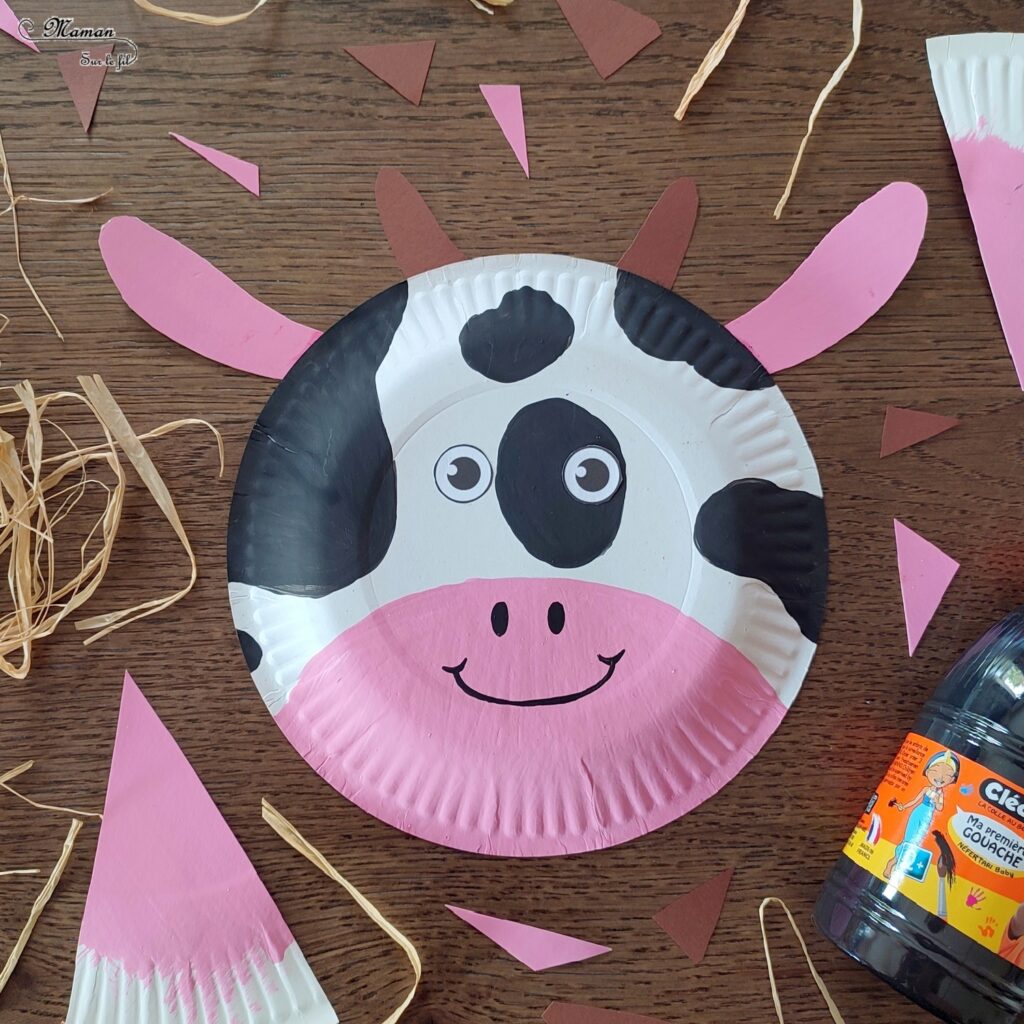 Activité créative et manuelle enfants - Fabriquer des animaux de la ferme avec des assiettes en carton - Vache, cochon et âne - Peinture, récup', découpage, collage, dessin - Récup', Recyclage, surcyclage - Bricolage facile et rapide pour un thème sur les animaux de la ferme et de la basse-cour - Arts visuels et atelier Maternelle et élémentaire - Créativité - Cycle 1 ou 2 - tutoriel photos - mslf