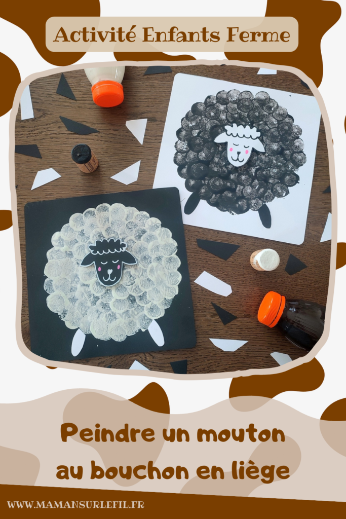 Activité créative et manuelle enfants - Peindre des moutons avec un bouchon en liège - Peinture, récup', découpage, collage - Recyclage, surcyclage - Bricolage facile et rapide pour un thème sur les animaux de la ferme ou Pâques - Arts visuels et atelier Maternelle et élémentaire - Créativité - Cycle 1 ou 2 - tutoriel photos - mslf