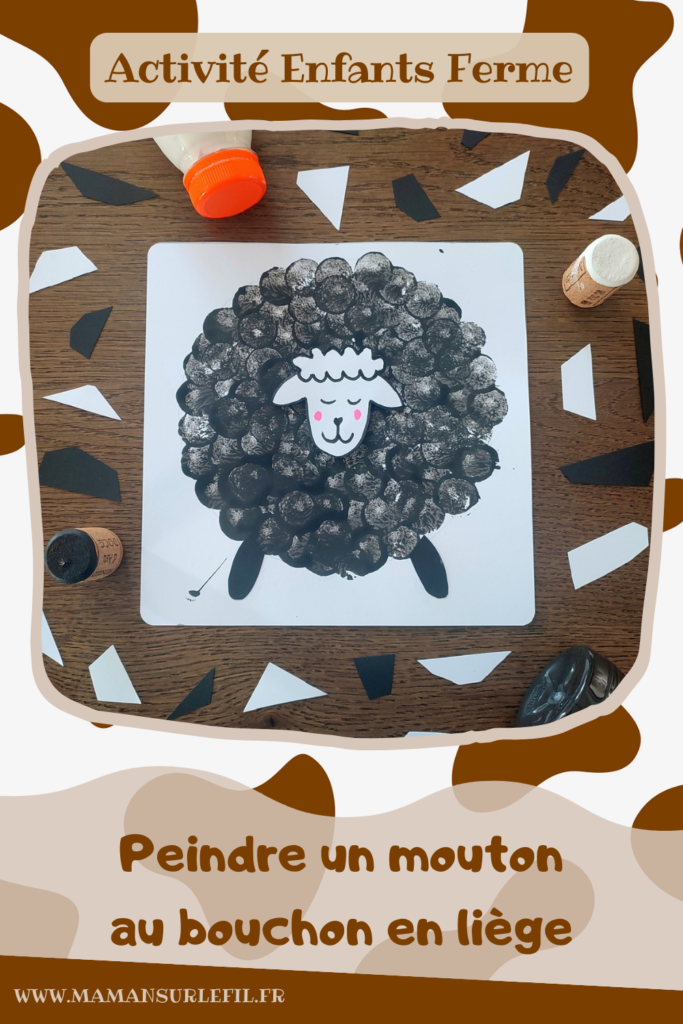 Activité créative et manuelle enfants - Peindre des moutons avec un bouchon en liège - Peinture, récup', découpage, collage - Recyclage, surcyclage - Bricolage facile et rapide pour un thème sur les animaux de la ferme ou Pâques - Arts visuels et atelier Maternelle et élémentaire - Créativité - Cycle 1 ou 2 - tutoriel photos - mslf