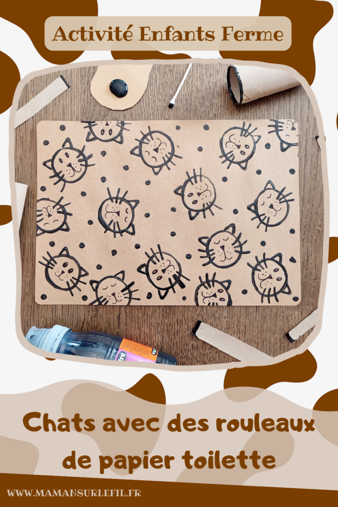 Activité créative et manuelle enfants - Peindre des chats avec des empreintes de rouleaux de papier toilette - Peinture et dessin - Techniques de peinture rigolotes - Coton tige pour les points - Récup' de rouleau de pq - Chats noirs et Kraft pour un thème Halloween - Bricolage facile et rapide pour un thème sur les animaux de la ferme, domestiques ou Halloween - Arts visuels et atelier Maternelle et élémentaire - Créativité - Cycle 1 ou 2 - tutoriel photos - mslf